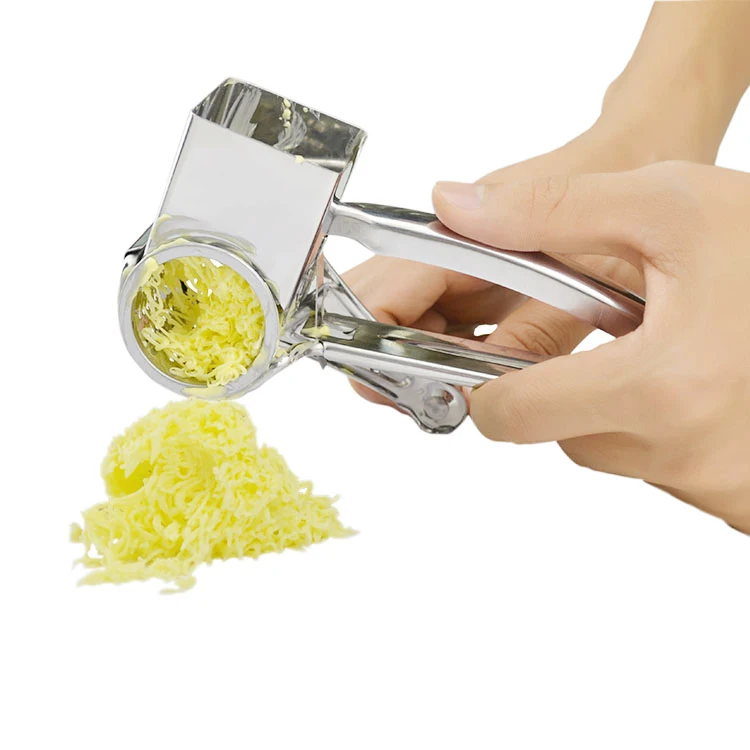 Stainless Steel Manual Fruit and Vegetable Shredder Interchangeable Drum Blades Rotary Cheese Grater