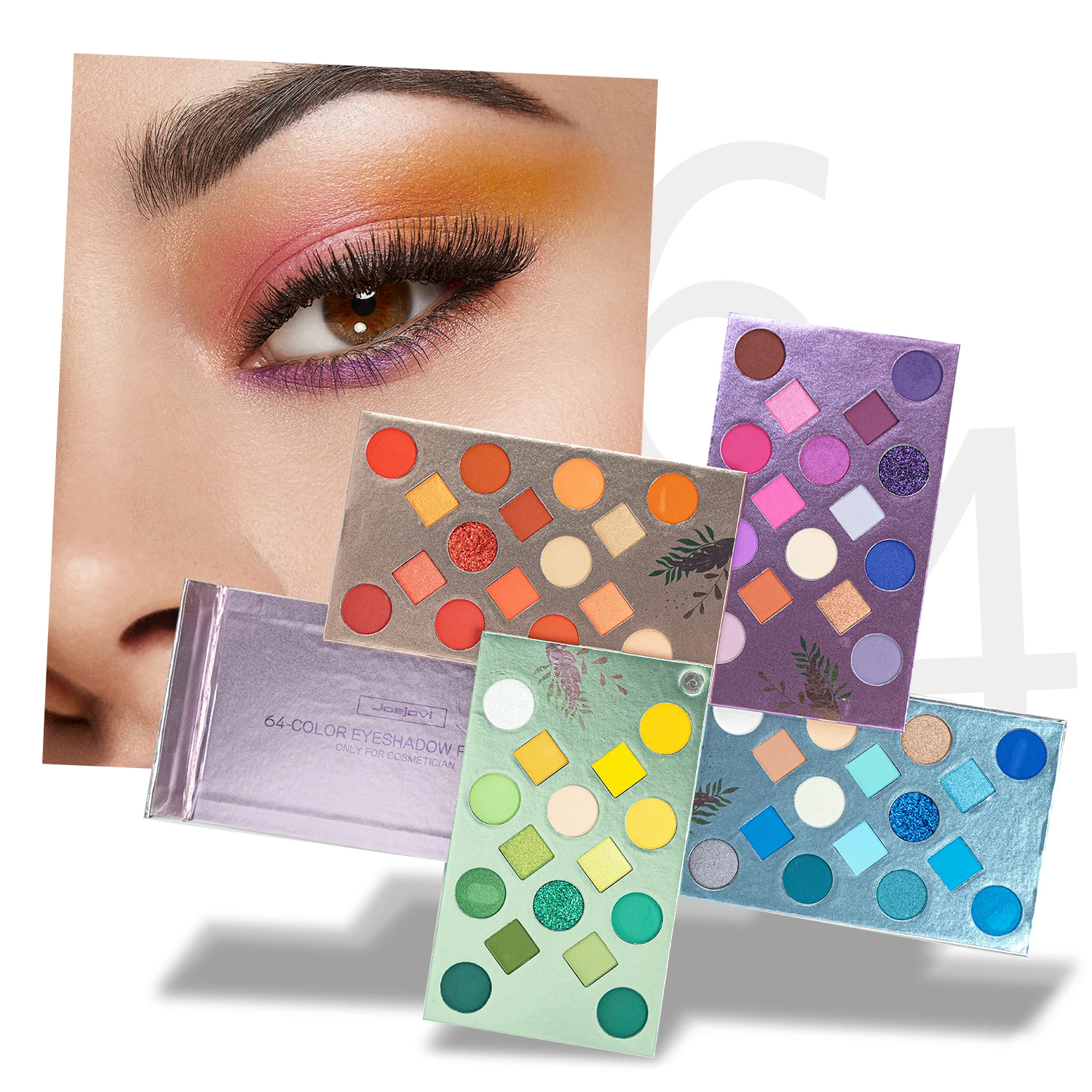 Amazon New Stock Wholesale 64 Color Eye Shadow Palette Glitter Matte High Pigment Eyeshadow Vegan Waterproof Eyes Makeup