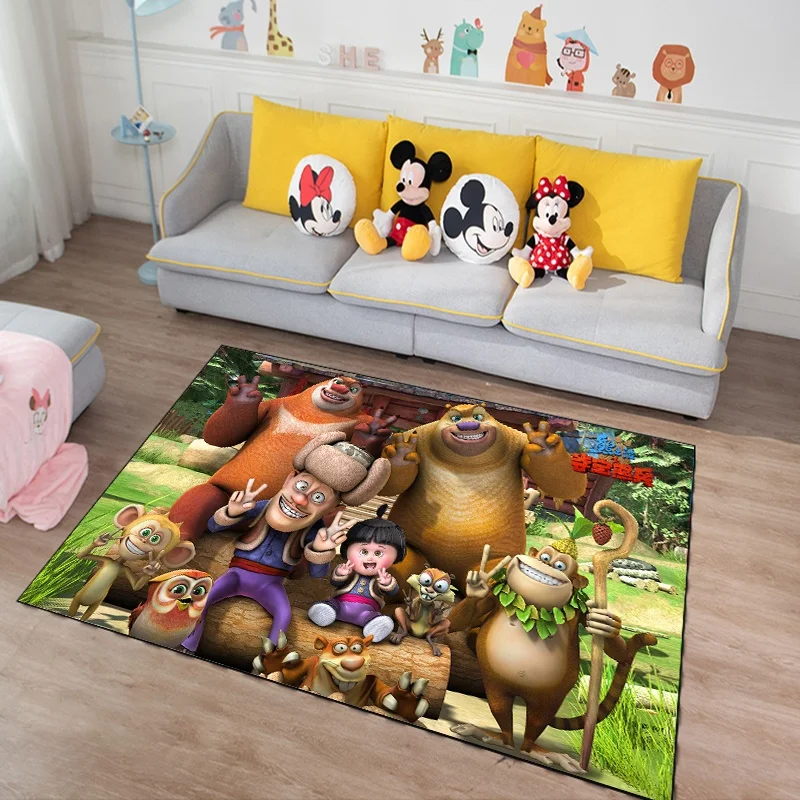 Anti slip printed crystal diamond velvet polyester cartoon mickey mouse children carpet rug for kids room living room