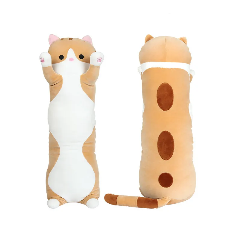 Saite long cat doll soft cute cat big pillow cartoon plush toy birthday gift cat bed doll
