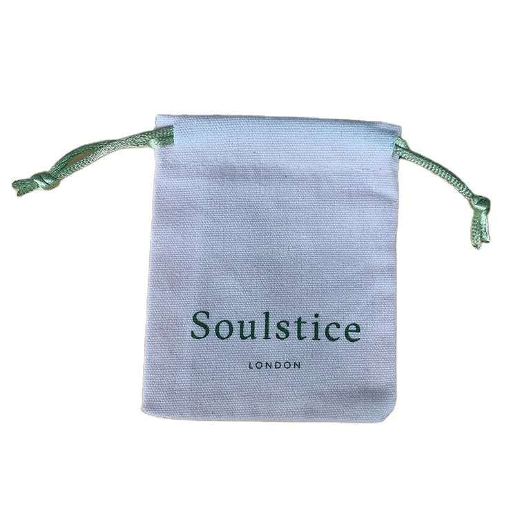 recycled cotton Canvas bag Drawstring Pouch Packaging Gift  Logo Printed Jewelry Bag dust bag pink color cotton jewelry pouch