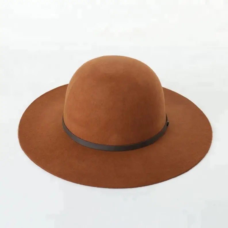 
Wholesale Women Round Crown Wool Felt Floppy Hat with 8cm Brim 