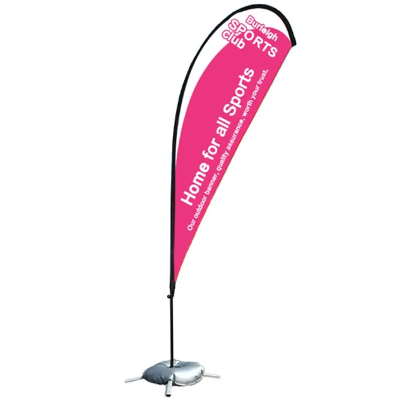 Promotional X-cross Base With Water Bag Single Double Sides Printing Polyester Teardrop Feather Banner Beach Flag