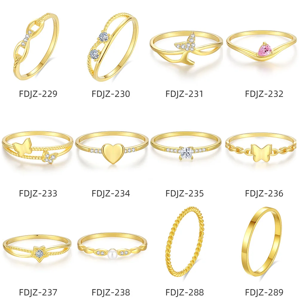 fashion jewelry 925 sterling silver stacked wear ring jewelry for women 18K gold plated 925 silver wedding engagement rings