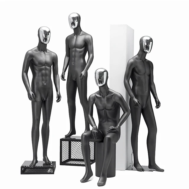 High-end gold plated face male mannequin props human clothing store window full body torso display stand and sit