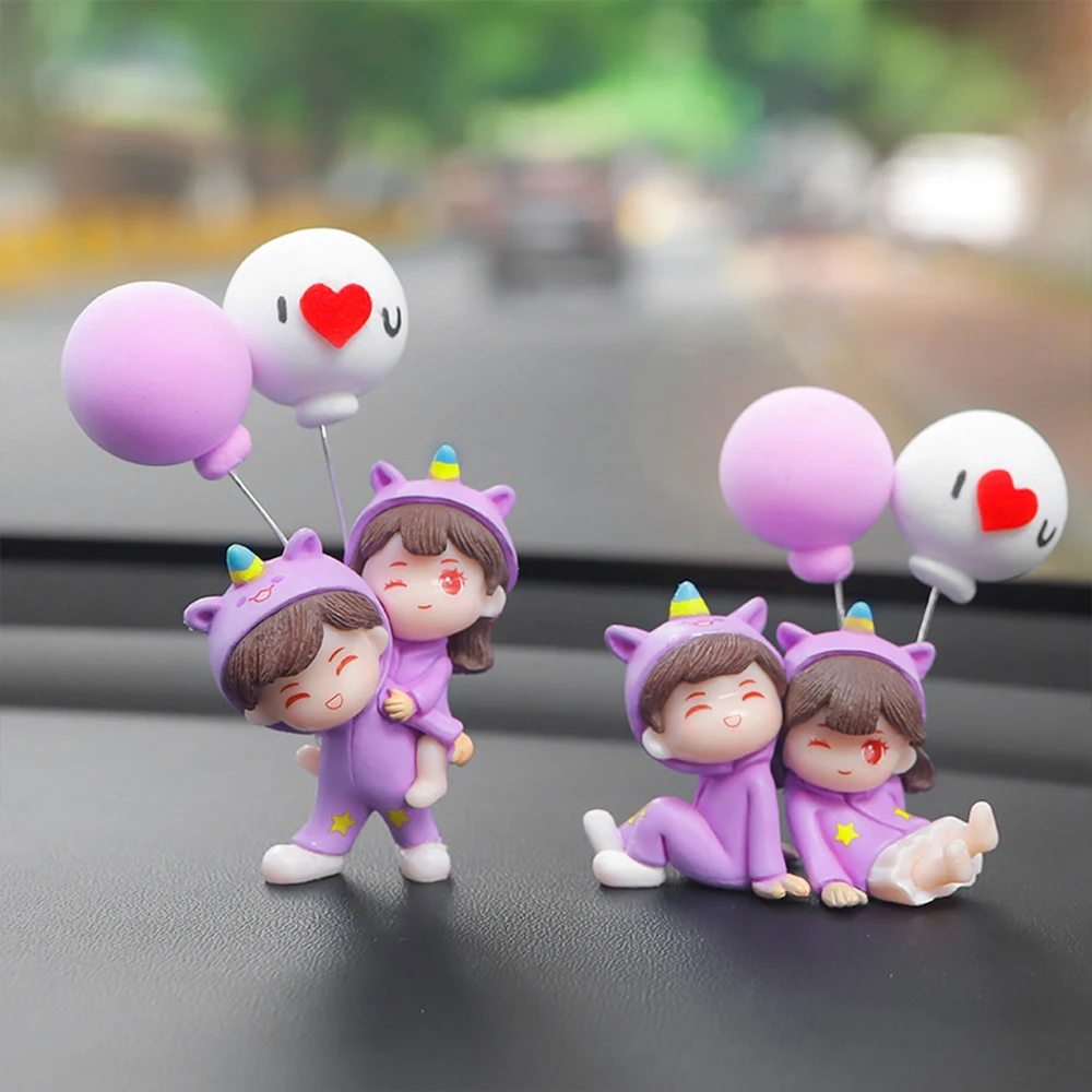 New Couple Ornament Mini Cute Couple Balloon Car Dashboard Decoration Resin Ornament Crafts