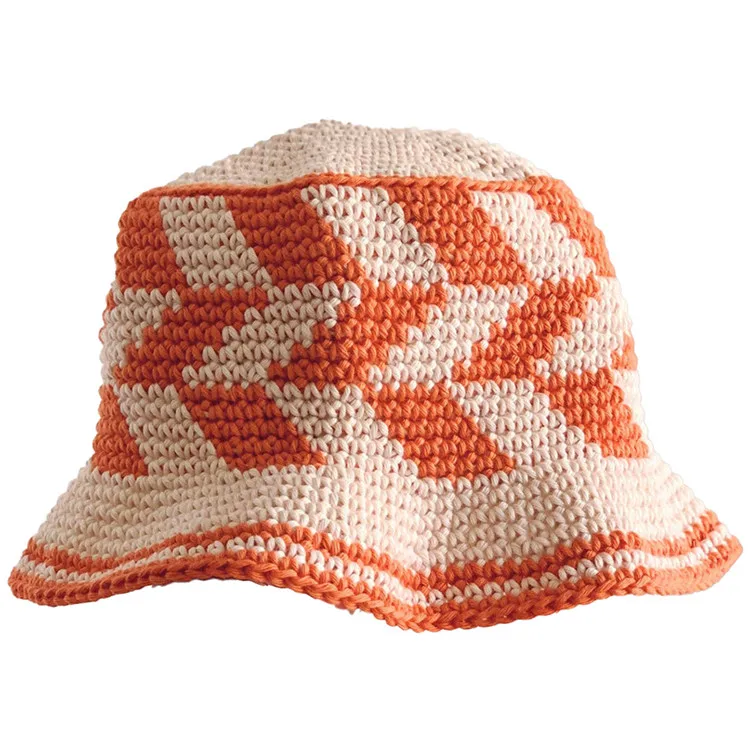 Customizable Cheap Breathable Solid Color Light Board Short Brim Knitted Bucket Hat Handmade Crochet Bucket Hat