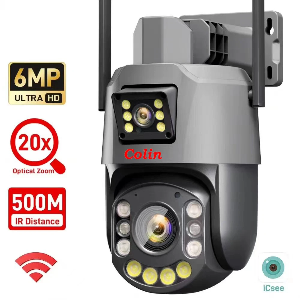 Colin super hot sales 6MP 60W 30Ah H.265 dual lens 36x zoom IP66 Waterproof WIFI 4G 24x7 working Solar Camera icsee app