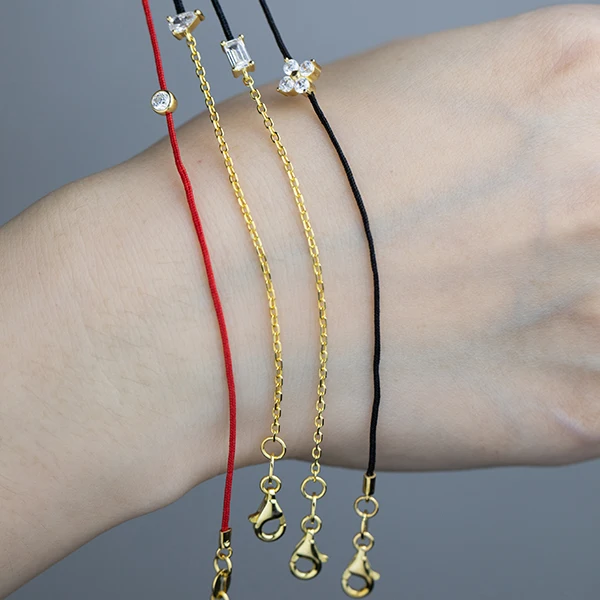 Custom Logo Tiny Sterling Silver 925 Adjustable Summer Rope Handmade Red Lucky Guitar Silver String Bracelets For Women Girl