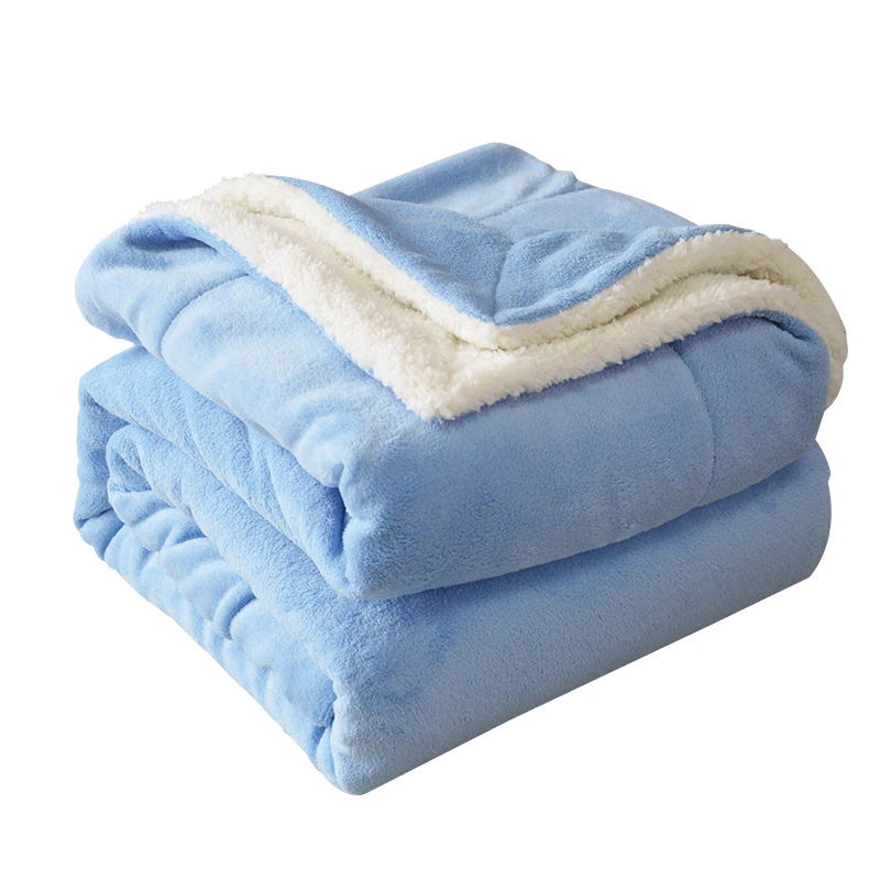 Sublimation price polar coral fleece poncho picnic throw blanket blue shrpa double layer bed for winter watching tv