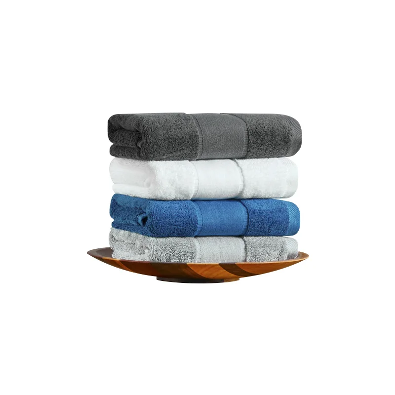 Custom wholesale five-star hotel linen cotton combed cotton spiral satin solid color towel