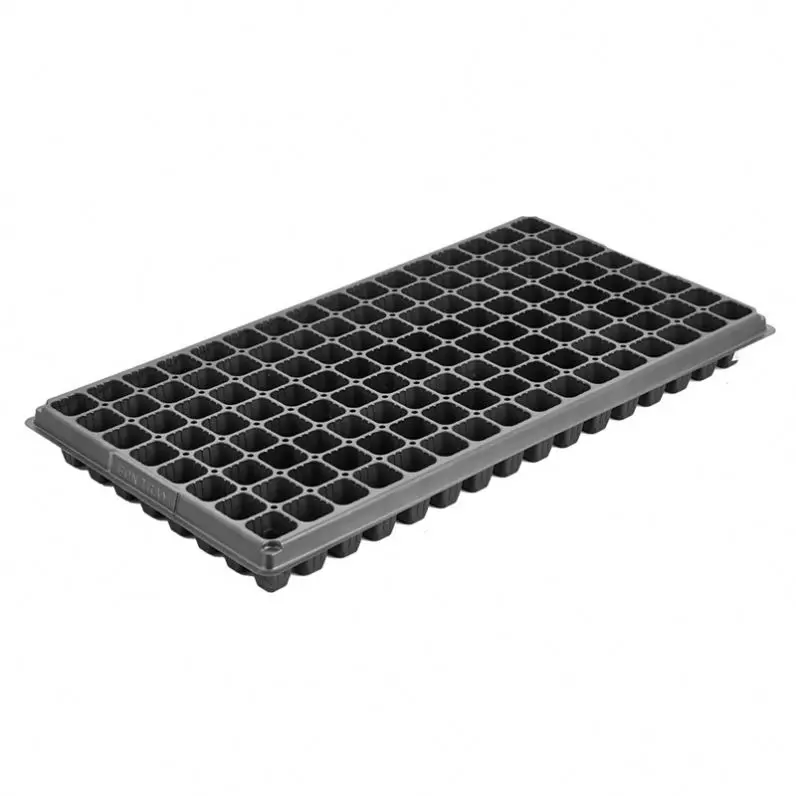 plastic Black garden seed starter grow trays 128 cells holes seedling tray for Green House