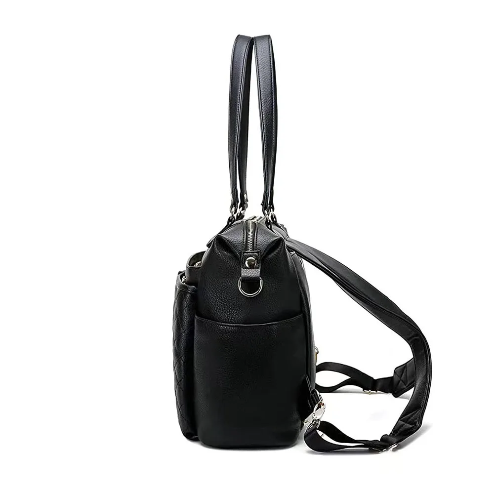 Stylish spacious large 3 ways carry convertible backpack leather mommy baby diaper tote bag