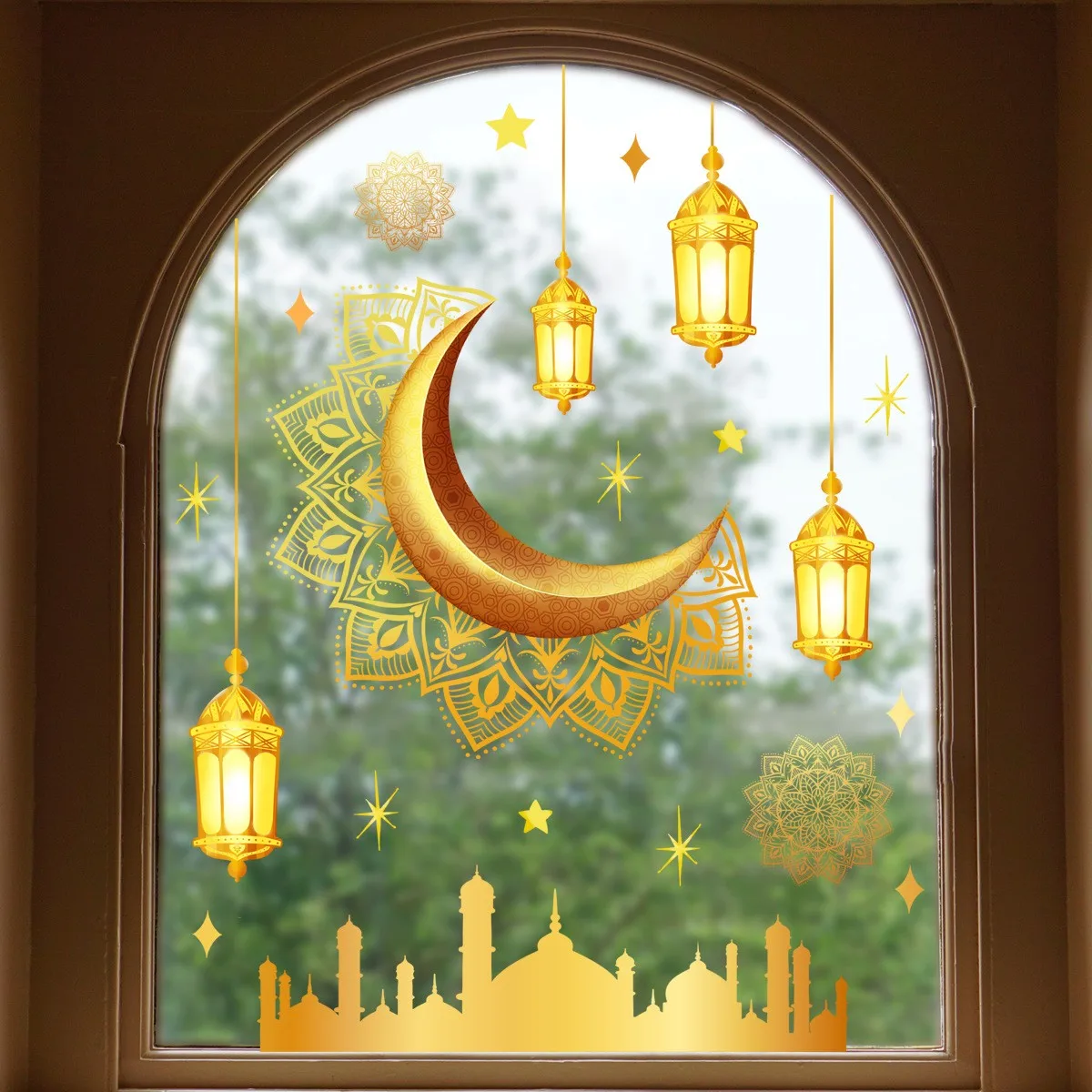 Wholesale Custom PVC Removable Moon Lantern Islamic Eid Mubarak Muslim Ramadan Home Wall Decor Stickers