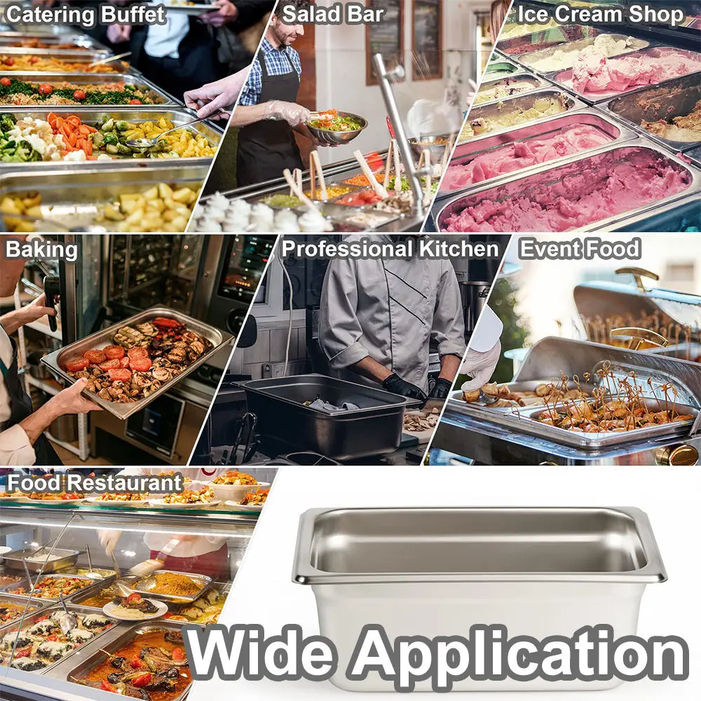 Стандартный ресторанный фуршетный контейнер для еды 1/2 GN CAN Catering из нержавеющей стали Gastronorm Gn пищевая сковорода с крышкой
