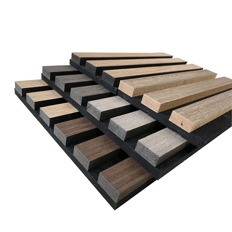 Apolloxy  Mdf wood Pet Strip Sound-Absorbing fluted panel Acoustic Board Solid oak Wooden soundproof Slat Panel For Wall Panels