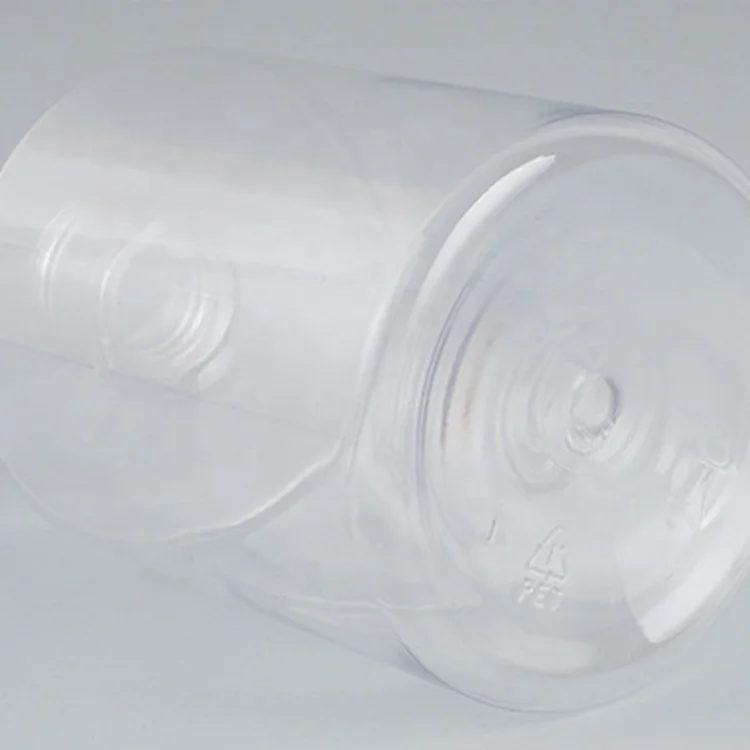 Empty 200ml 300ml PET clear plastic shampoo body lotion container with mushroom shaped cap