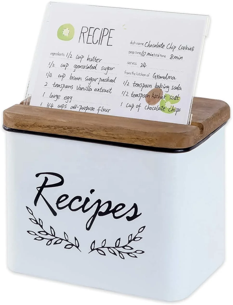 Кухонный фермерский дом, рифленая бамбуковая крышка, металлическая коробка для рецептов, держатель и органайзер для рецептов