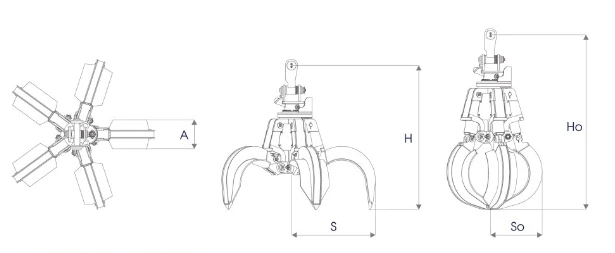 High Quality Hydraulic Rotating Scrap Metal Orange Peel Grab with 5 Teeth