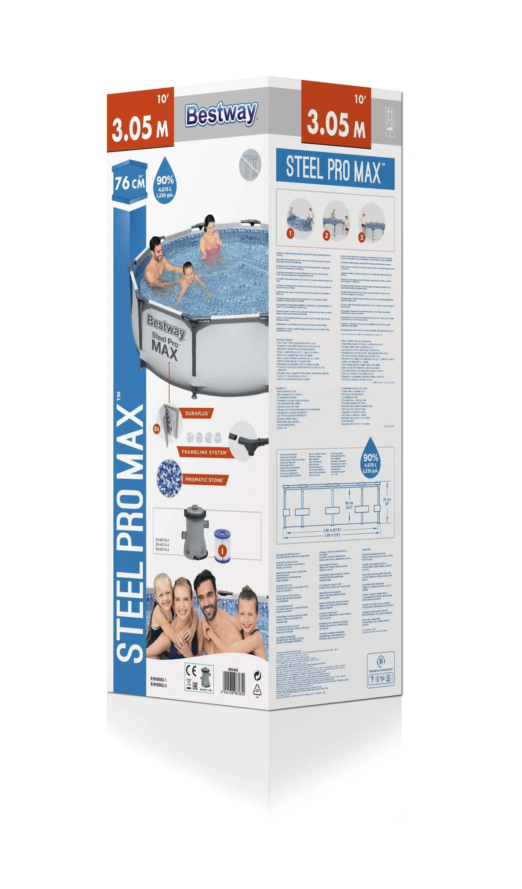 Bestway 56416 steel pro frame pool Folding stable water game swim pool wholesale adult plastic swimming pool