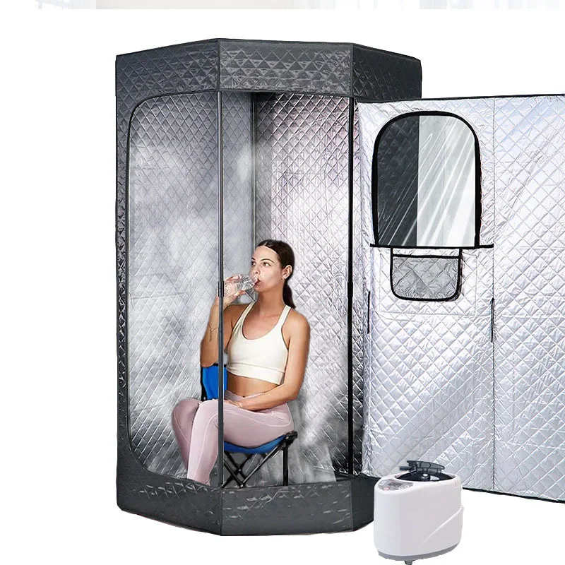 Pentagon Portable Steam Saunas Set Home Spa Full Body Sauna Tent for Relaxation with Foldable Chair and 3L Sauna Generator