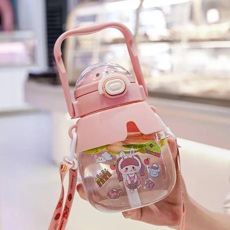 1000ml Big Capacity Gourde Enfant Portable Bpa Free Reusable Travel Kids Plastic Water Bottle With Straw