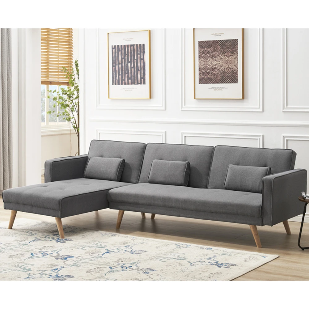 Wholesale Korean Style Convertible Sofa in Bed King Size Double L Shape Living Room Folding Sofa Bed Two in One