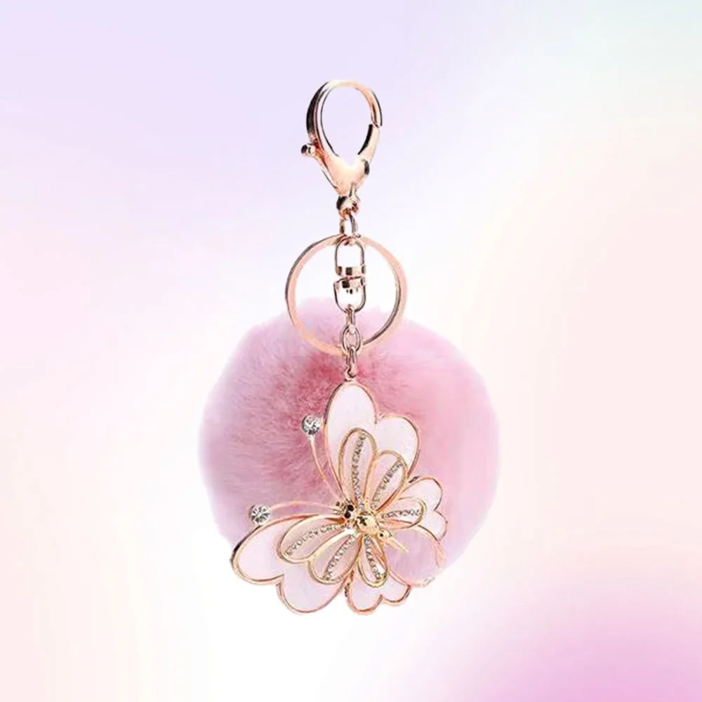 Cute Creative Keyrings Puff Charm Round Ball Fur KeyChains PomPom KeyChain Kawaii Key Chains Custom Puff Keychain for Decoration