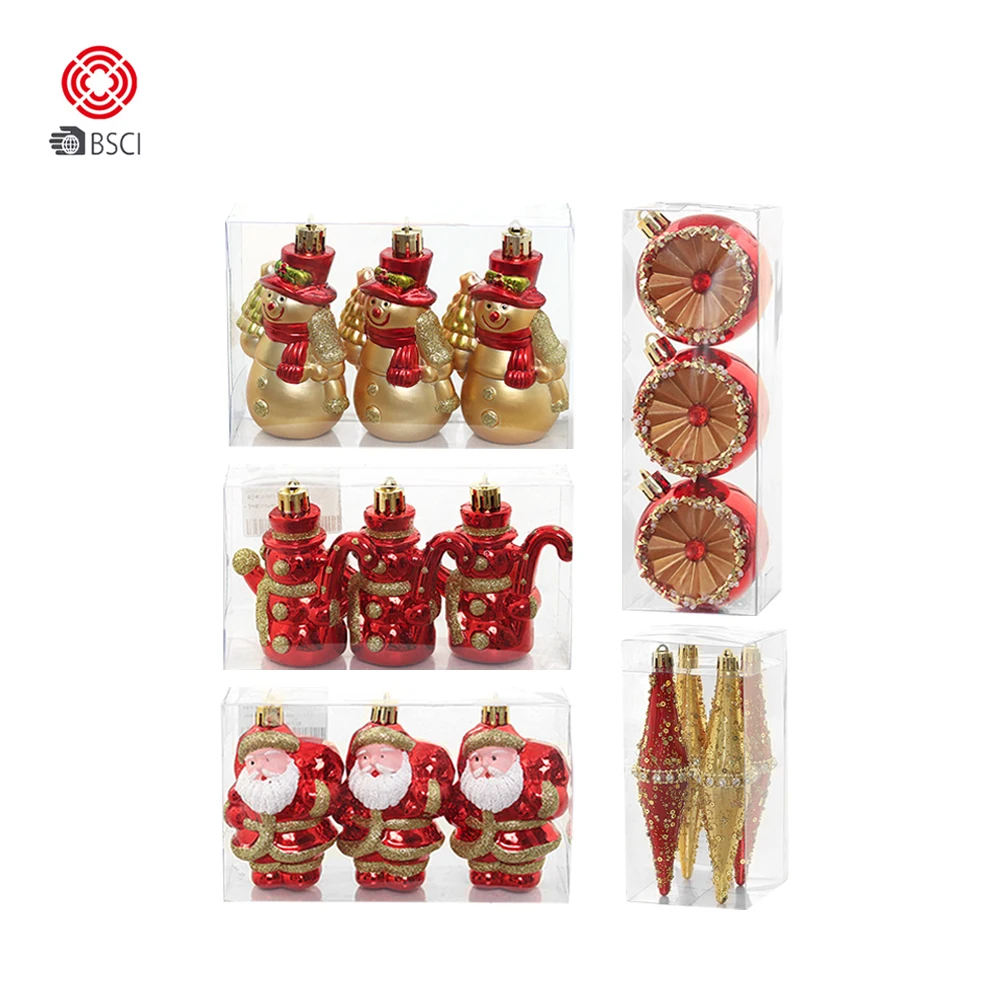 Hot Sale Classical Plastic Christmas Santa Sanowman Christmas Tree Ornaments Christmas Decoration