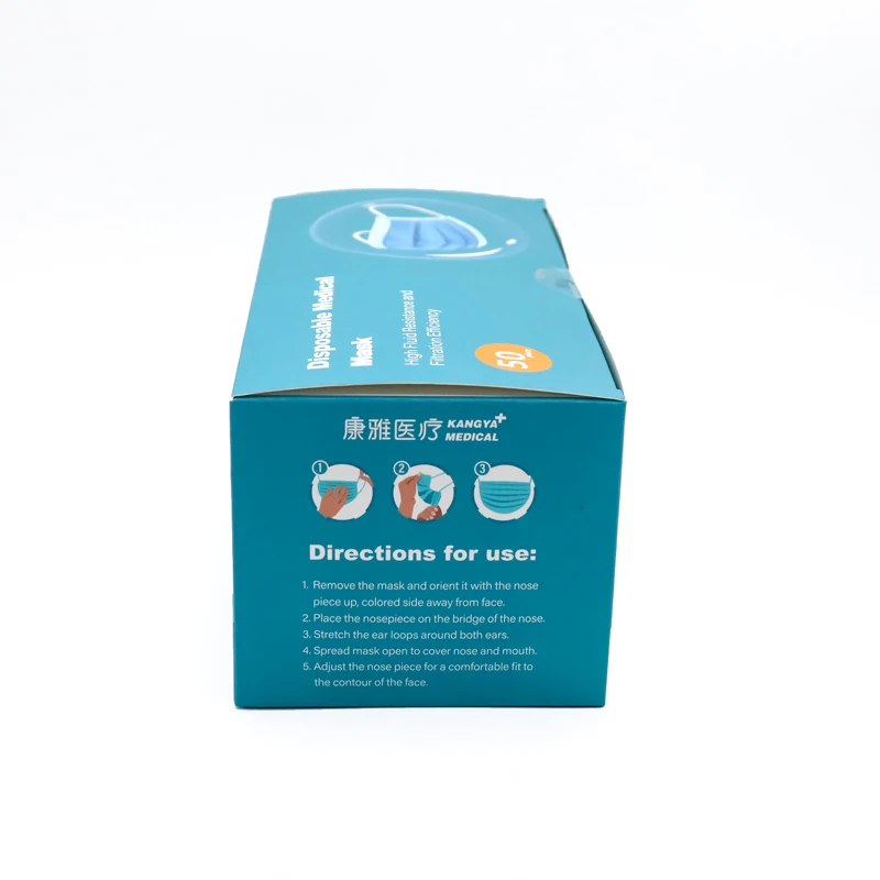 Box 50pcs CE EC en16483 type iir medical facemask 3 ply disposable face mask