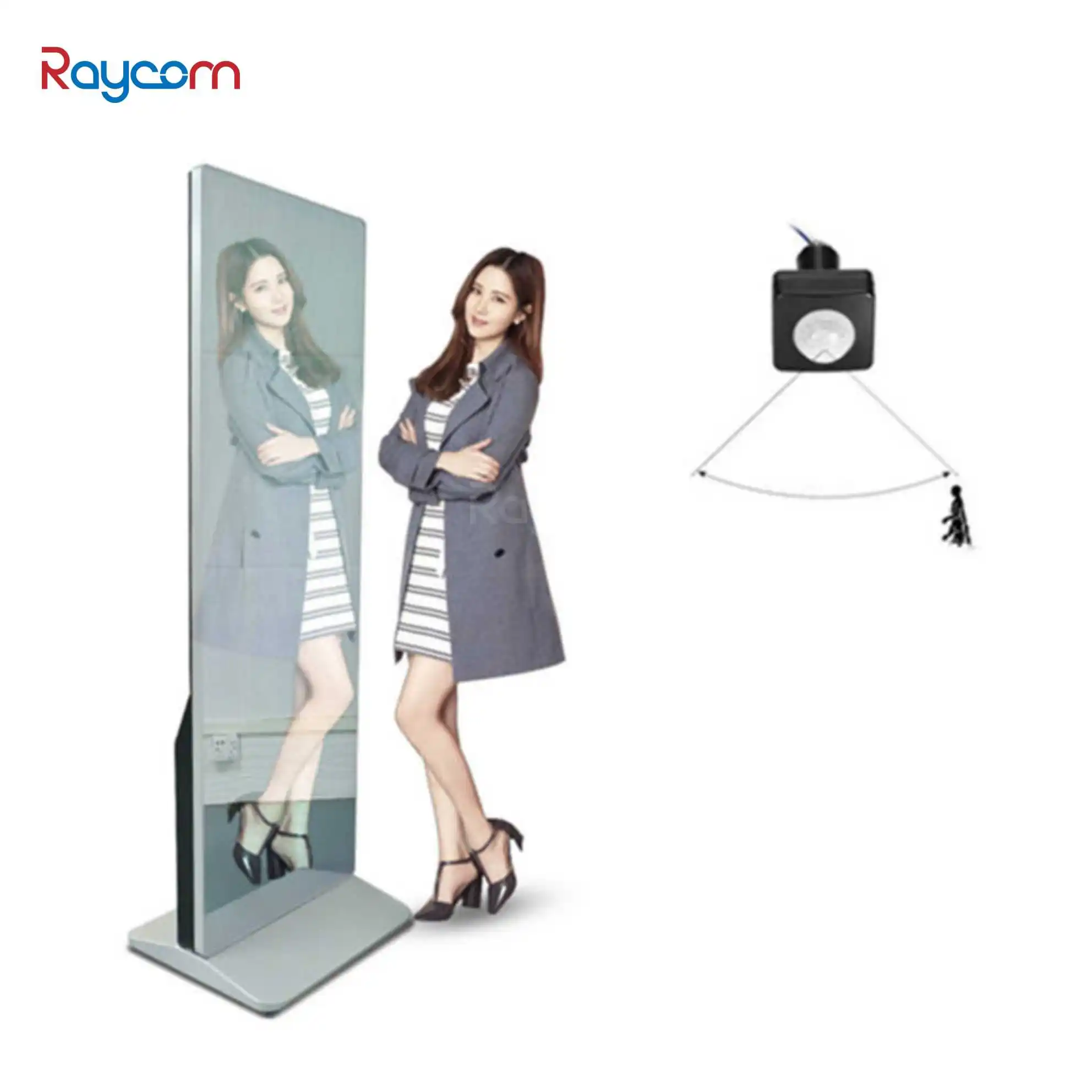 Raycom Interactive Floor standing HD 1080P LCD magic display advertising mirror digital signage touch screen kiosk