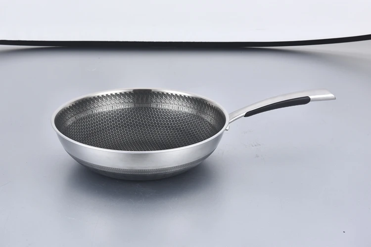 Best price superior quality non-stick round pan wok induction cooker stainless steel frying wok with glass cove