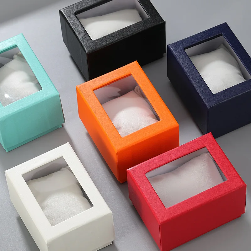 High Quality Jewelry Paper Boxes Watch Gift packaging Lid And Base Storage Box With Clear Pvc Window