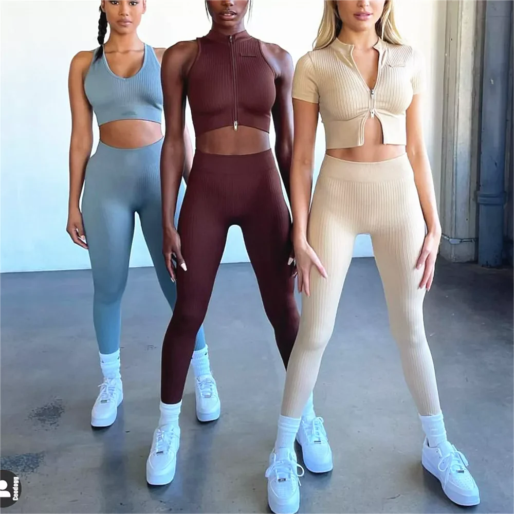 Compression Cotton Women Clothing Legging Two Piece Club Sports Bra And Custom Seamless High Waist Legging Set For Women 2022