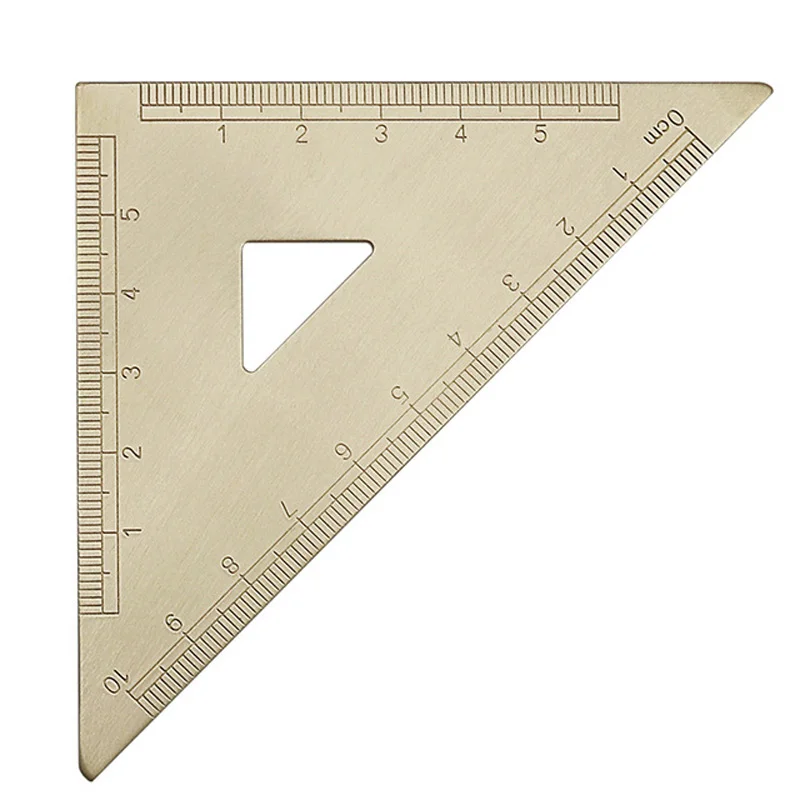 Mini Solid Brass Caliper Copper Vernier Scale Vintage Ruler Retro Triangle Ruler Protractor Pocket Portable Measurement Tool Set