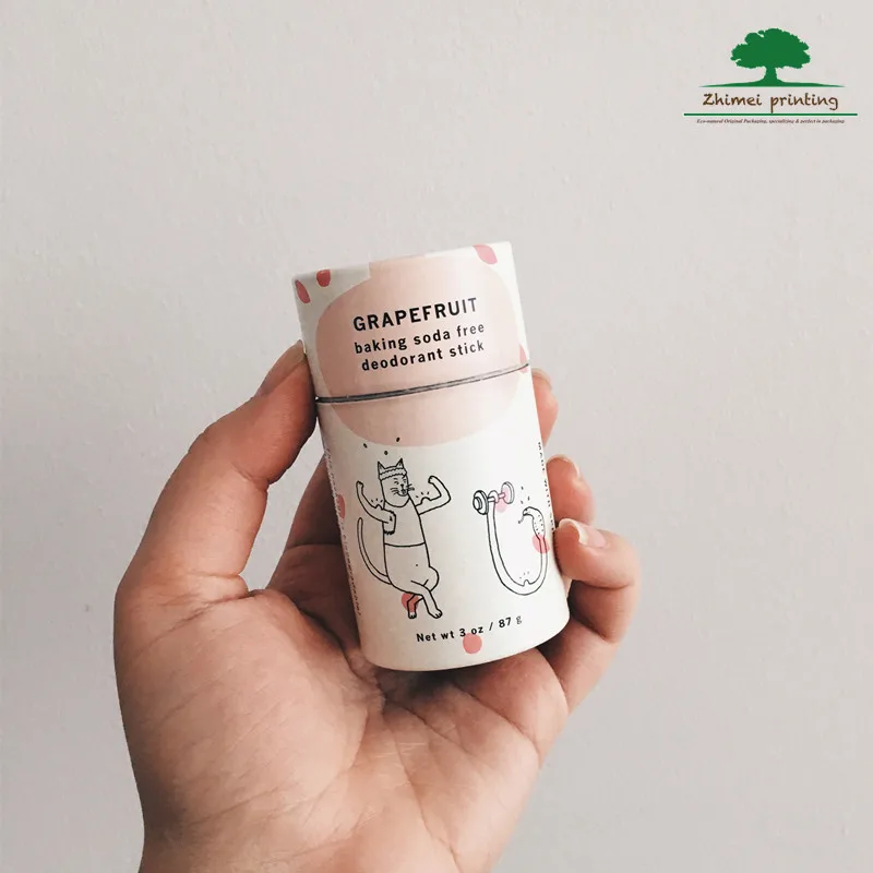 Custom Eco-Friendly Cardboard Push-up Tube with Wax Paper Lining for Lip Balm Deodorant Stick Packaging Cosmetic Use