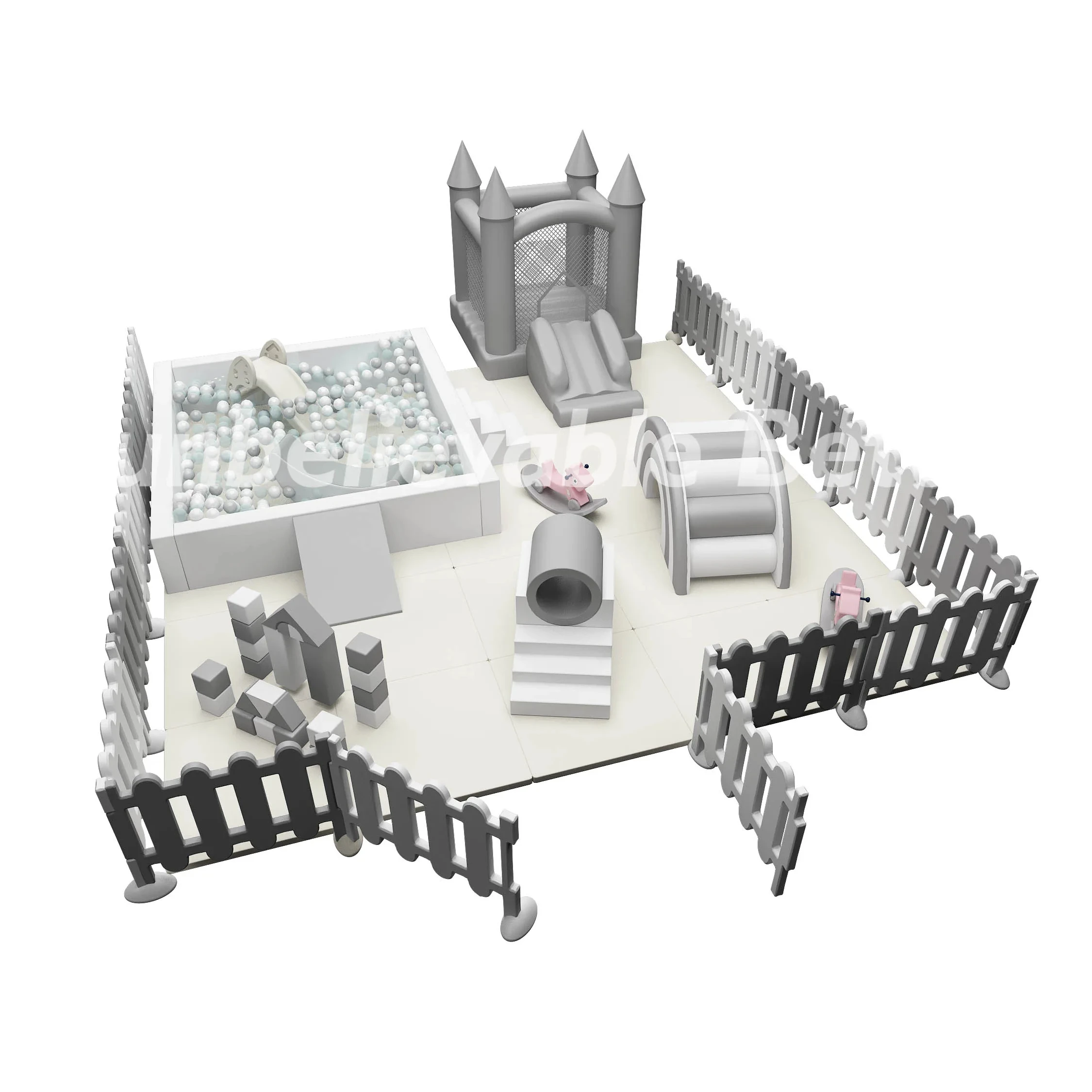 Bettaplay White and Grey Color Soft Play Equipment Sets Toddler Soft Play Parties Rental