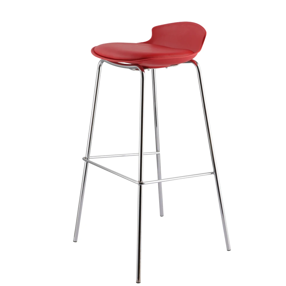 Kitchen Bar Stool Modern Design Chrome Legs  PP Plastic Seat High Bar Chair