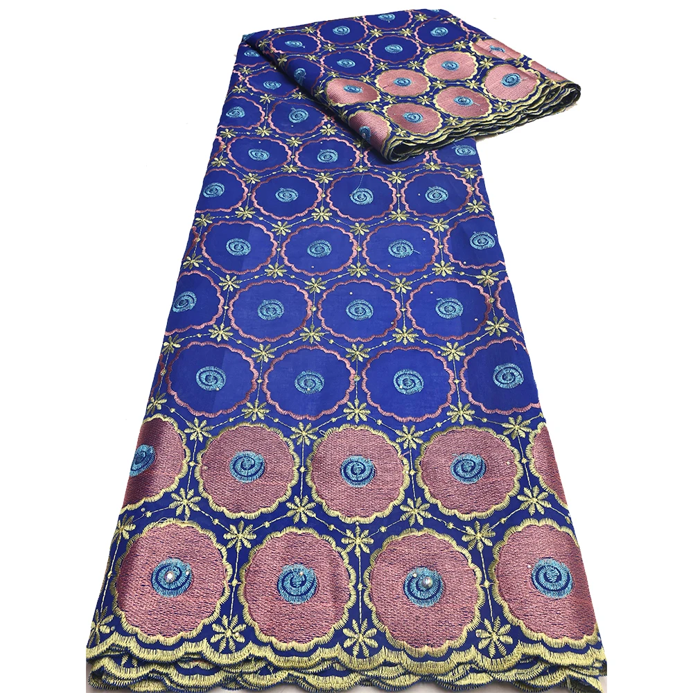 NI.AI African Lafaya Lace Cotton Fabrics Swiss Voile Lace With Stone Embroidery Flowers Fabric For Women Wedding Dress Garment