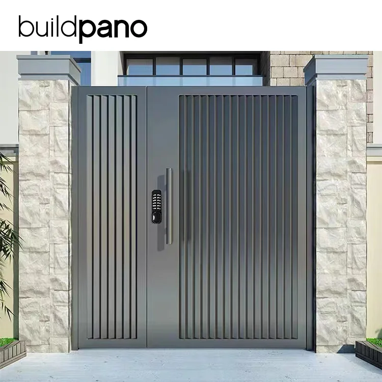 American villa garden entrance iron gates automatic opening door for Courtyard