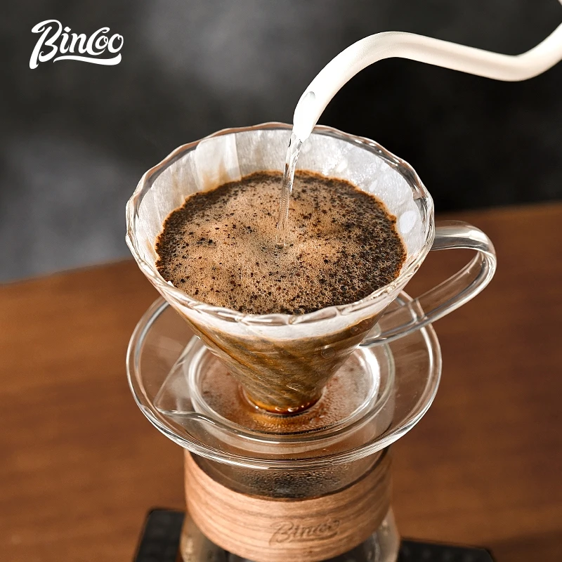BINCOO Glass Coffee Dripper Set Hand-pour Coffee Pot Set Hand-pour Pot Filter Cup V60 Sharing Jug Glass Brewing Cup 500ML/600ML
