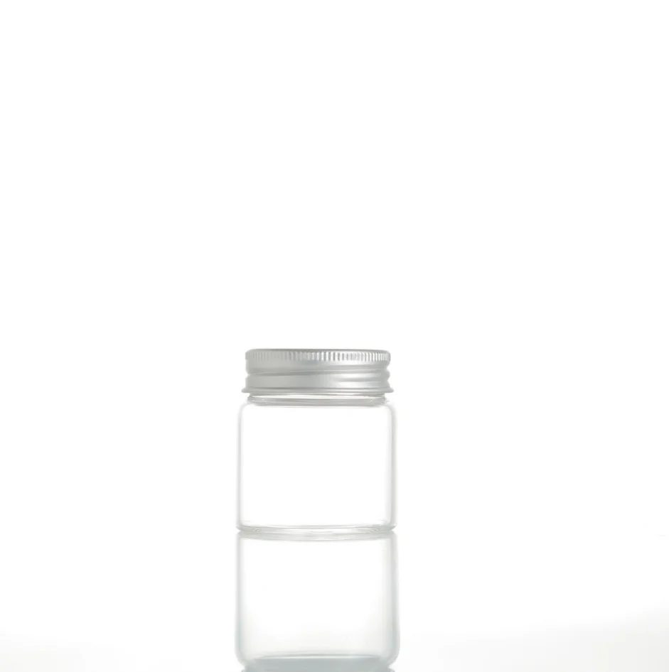 
High Borosilicate Glass Pill Vial Medical Borosilicate Glass Jar With Gold Screw Aluminum Lid 
