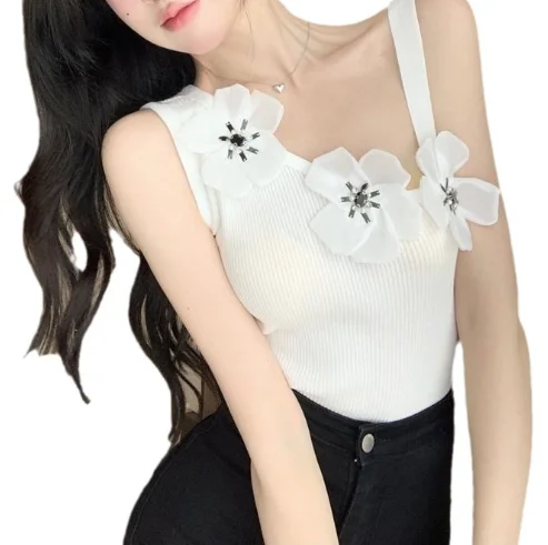 TWOTWINSTYLE White Patchwork Appliques Safety Vest Women Clothing Sleeveless Backless Slimming Vest For Women