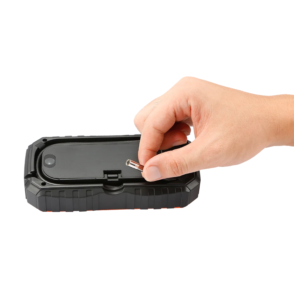 5.5mm Palmscope: 3' TFT 720P HD Video Borescope inspection camera with 1m camera probe coiled inside the case for storage