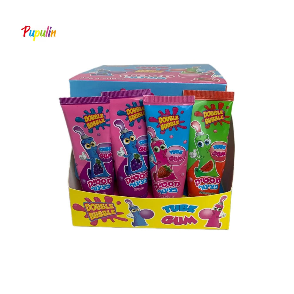 Liquid Bubble Gum in Tube with Toothpaste Shape Chewing Gum for Fruity Flavor Grape Strawberry Watermelon Jam Candy
