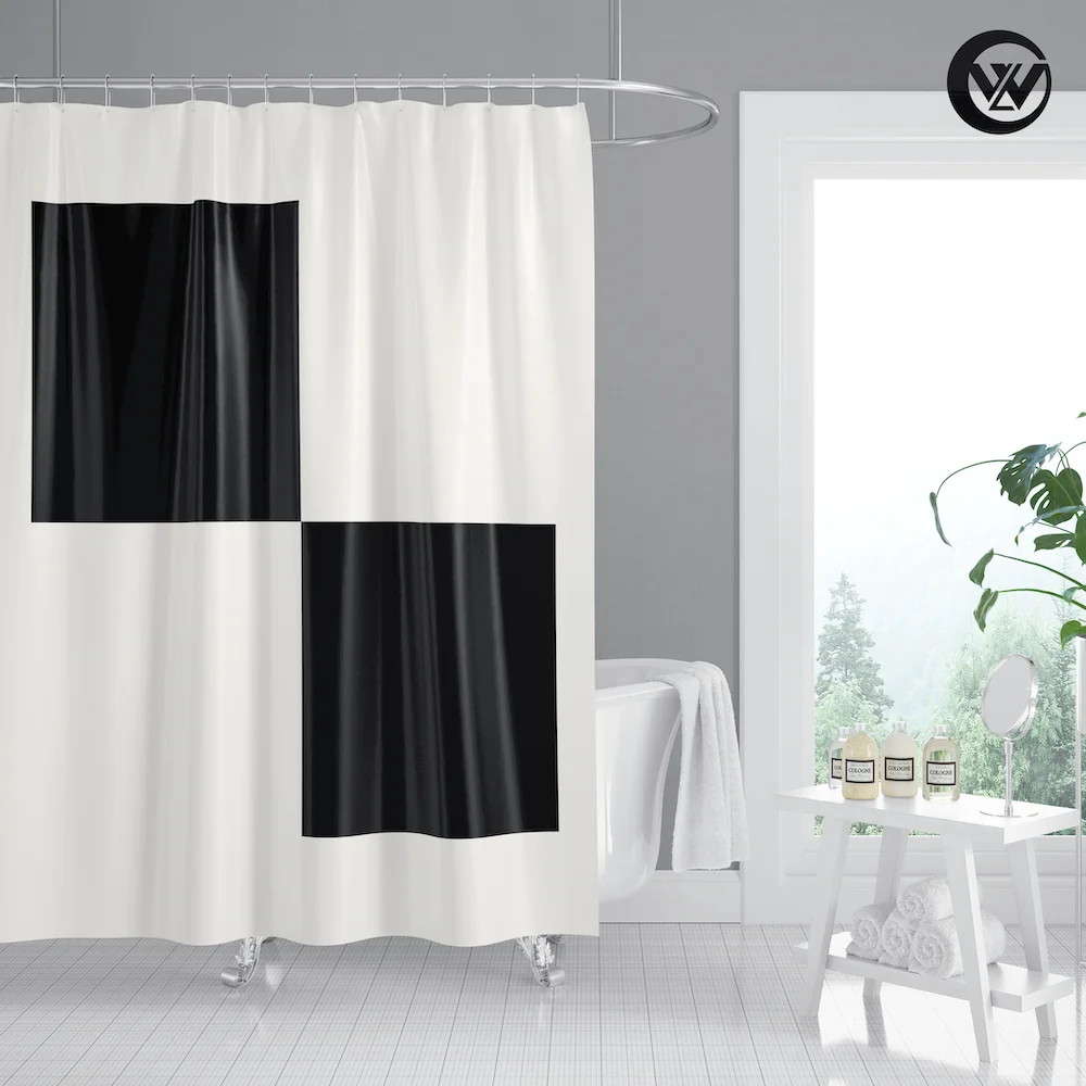 
Nordic 3D Polyester Black White Geometric Bath Shower Curtain, Modern Printing Fabric Children Bathroom Bathroom Curtain/ 