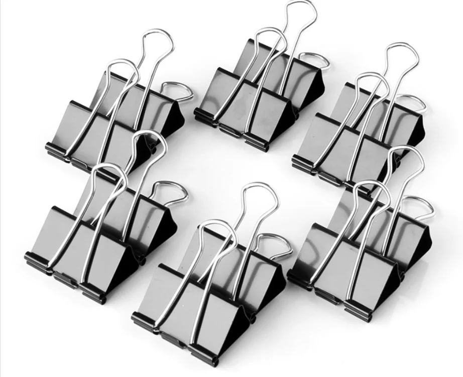 Hot selling binder clips with black, green, yellow, pink, blue color for office use