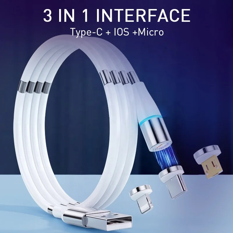 Магнитный USB-кабель MONFONK 3A кабель для быстрой зарядки iPhone Micro Type