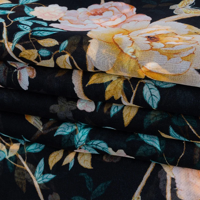 printed silk georgette fabric wholesale digital print silk fabric 8mm mulberry silk georgette print cloth for lady dress garment