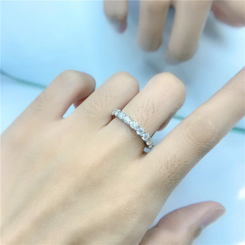 cluster gra certified 5mm 925 silver iced out hip hop tennis ring moissanite cuban link ring